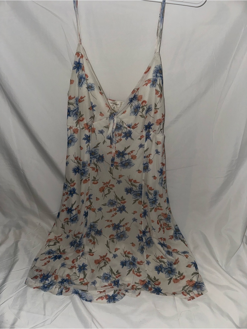 No Comment XL Floral Mesh Tie Front Mini Dress